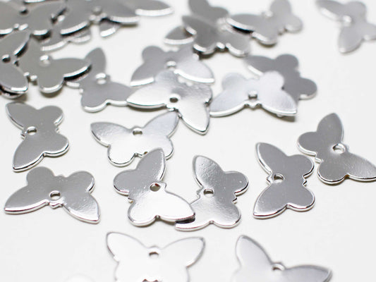 [P1068]10pcs/Flat Butterfly charm/Brass/Rhodium/12.2x7.7mm