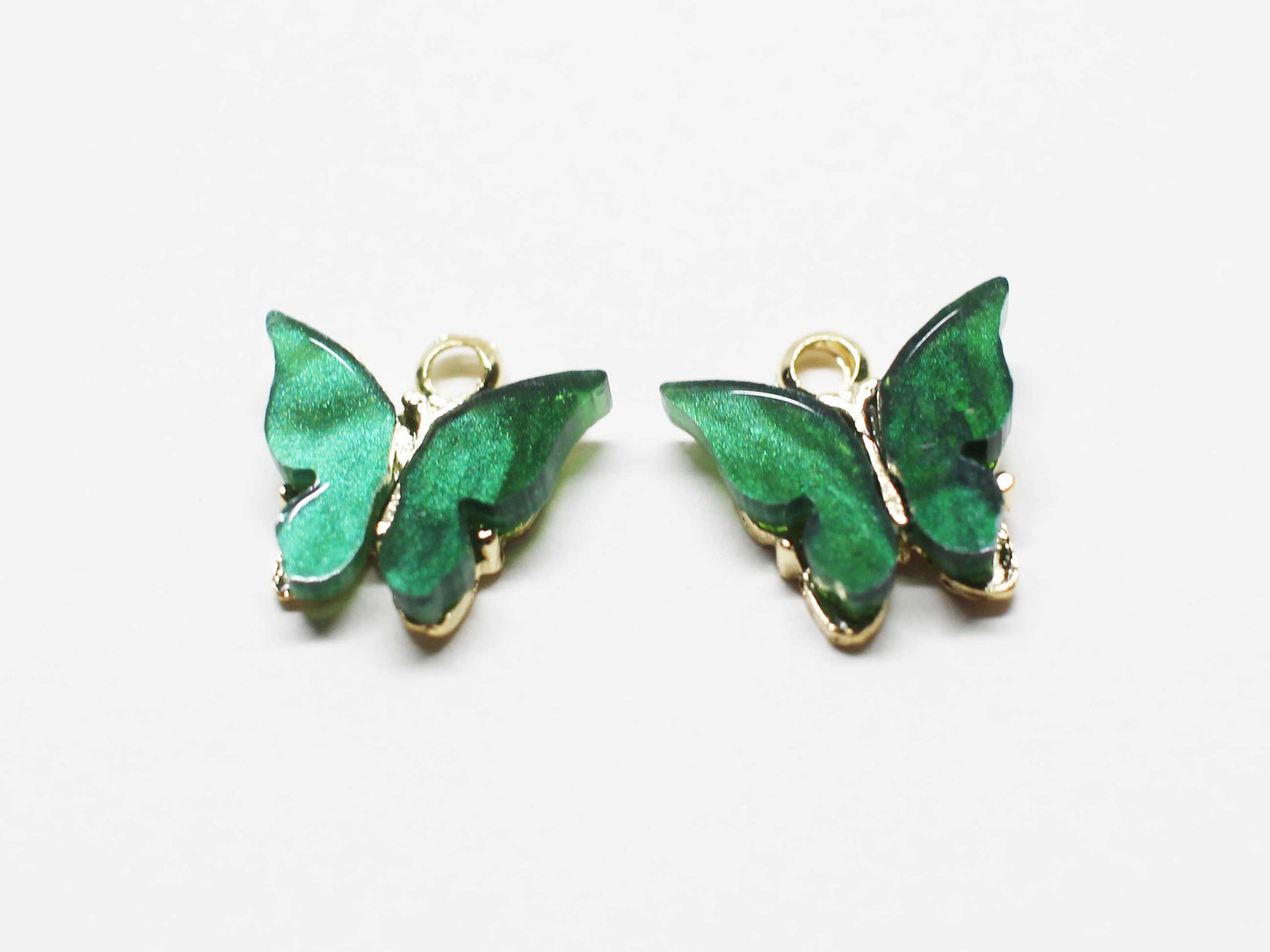 [P1058]2pcs/Acrylic Butterfly Charm/Brass/Gold/11x11mm