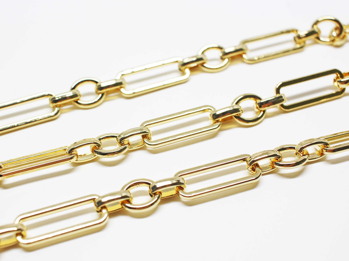 [N0054/ 1m /Circle Rectangle Chain/Brass/Gold plated/8x25mm,10x12mm