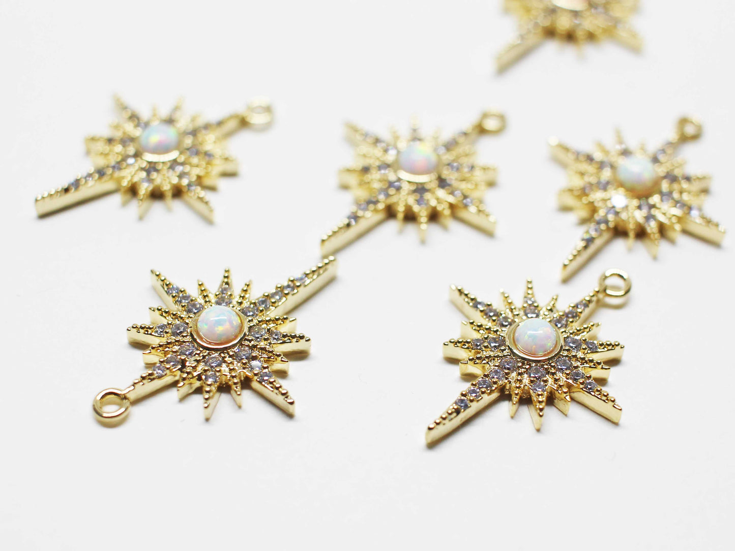 [P1069]1pcs/Large Opal Star Pendant/Brass/Gold/21.5x16.5mm