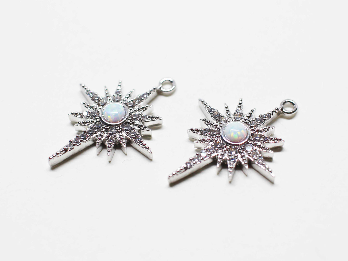 [P1069]1pcs/Large Opal Star Pendant/Brass/Rhodium/21.5x16.5mm