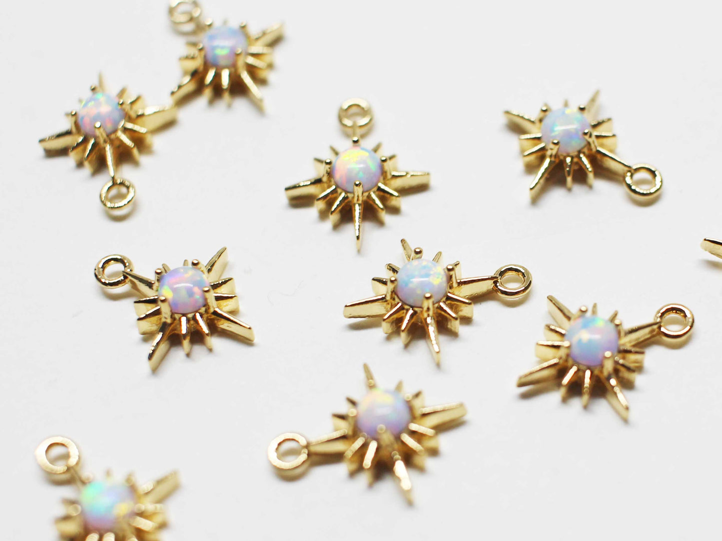 [P1071]2pcs/Star Opal Charm/Brass/Gold/11x9mm