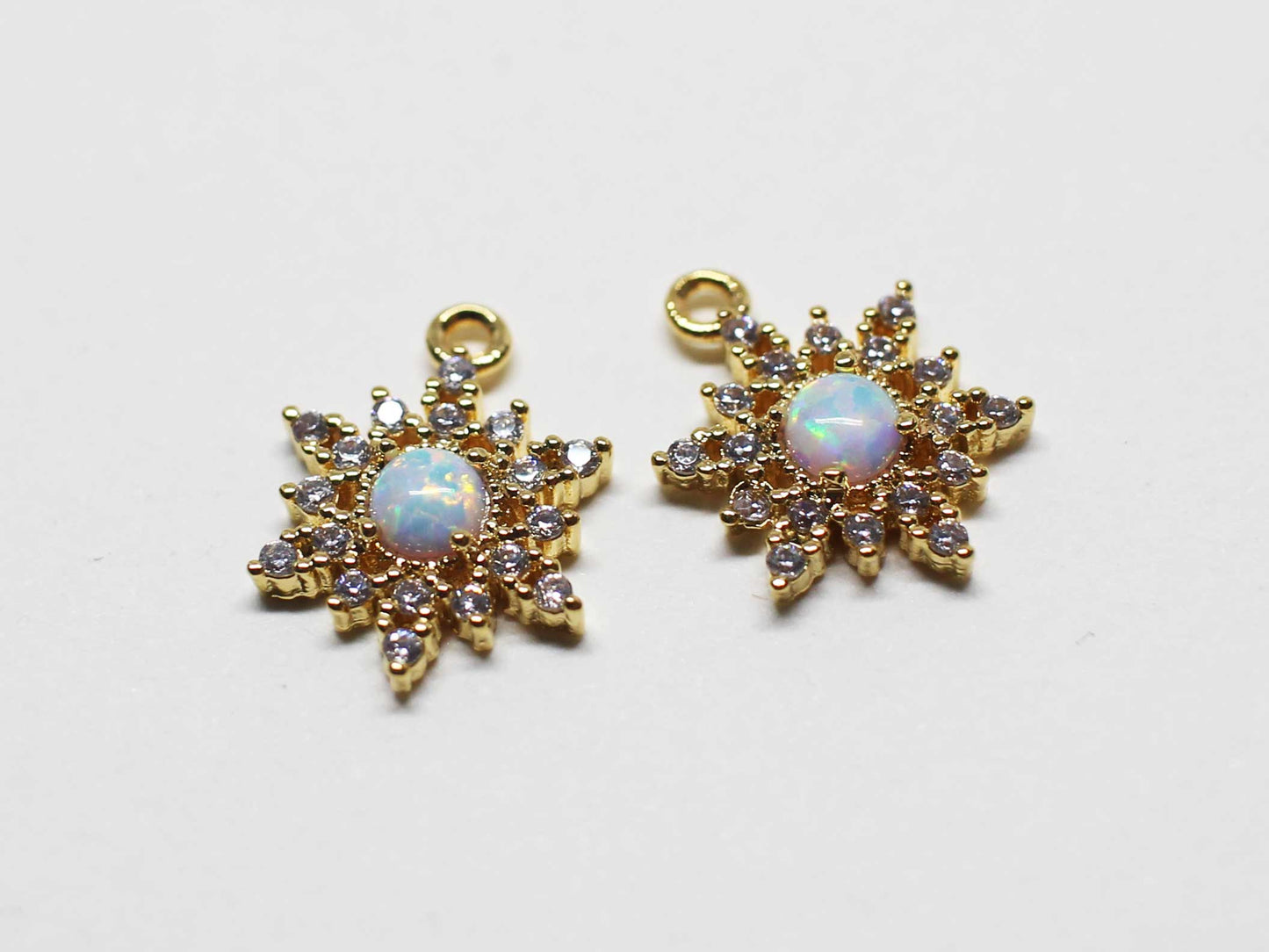 [P1073]2pcs/Opal Cubic Star Charm/Brass/Gold/8.7x11.6mm