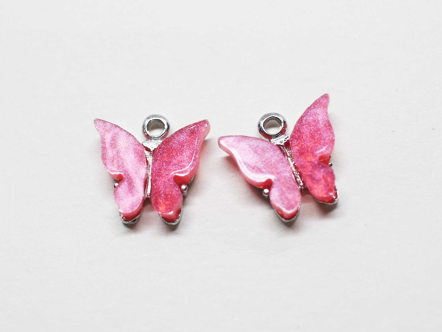 [P1058]2pcs/Acrylic Butterfly Charm/Brass/Rhodium/11x11mm