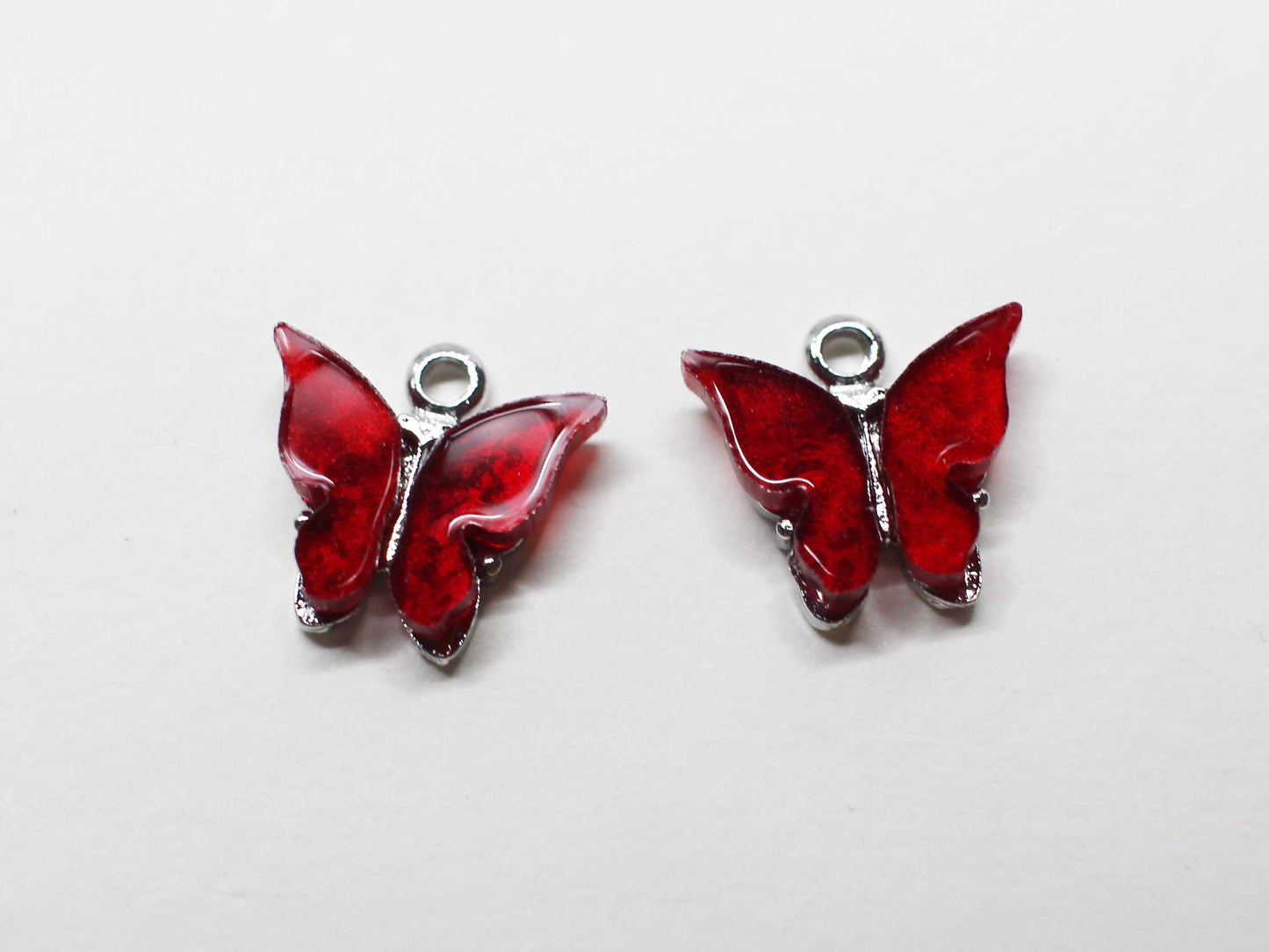 [P1058]2pcs/Acrylic Butterfly Charm/Brass/Rhodium/11x11mm