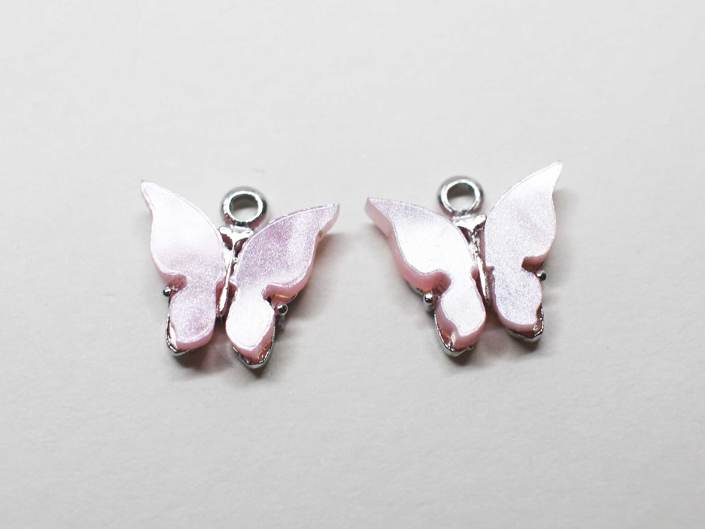 [P1058]2pcs/Acrylic Butterfly Charm/Brass/Rhodium/11x11mm