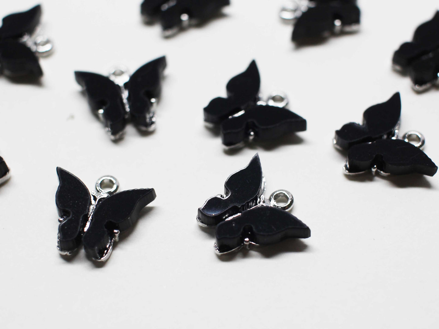 [P1058]2pcs/Acrylic Butterfly Charm/Brass/Rhodium/11x11mm