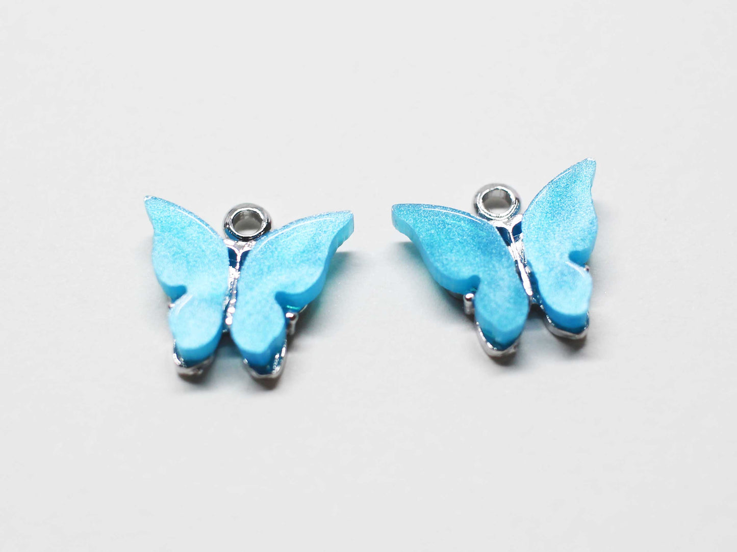 [P1058]2pcs/Acrylic Butterfly Charm/Brass/Rhodium/11x11mm