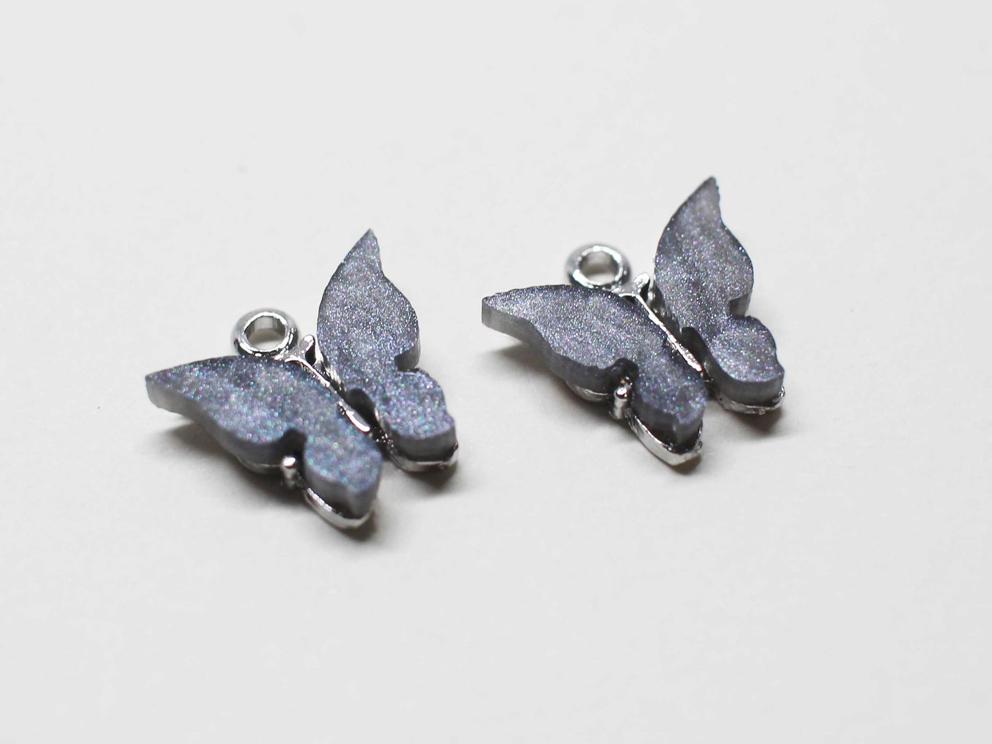 [P1058]2pcs/Acrylic Butterfly Charm/Brass/Rhodium/11x11mm