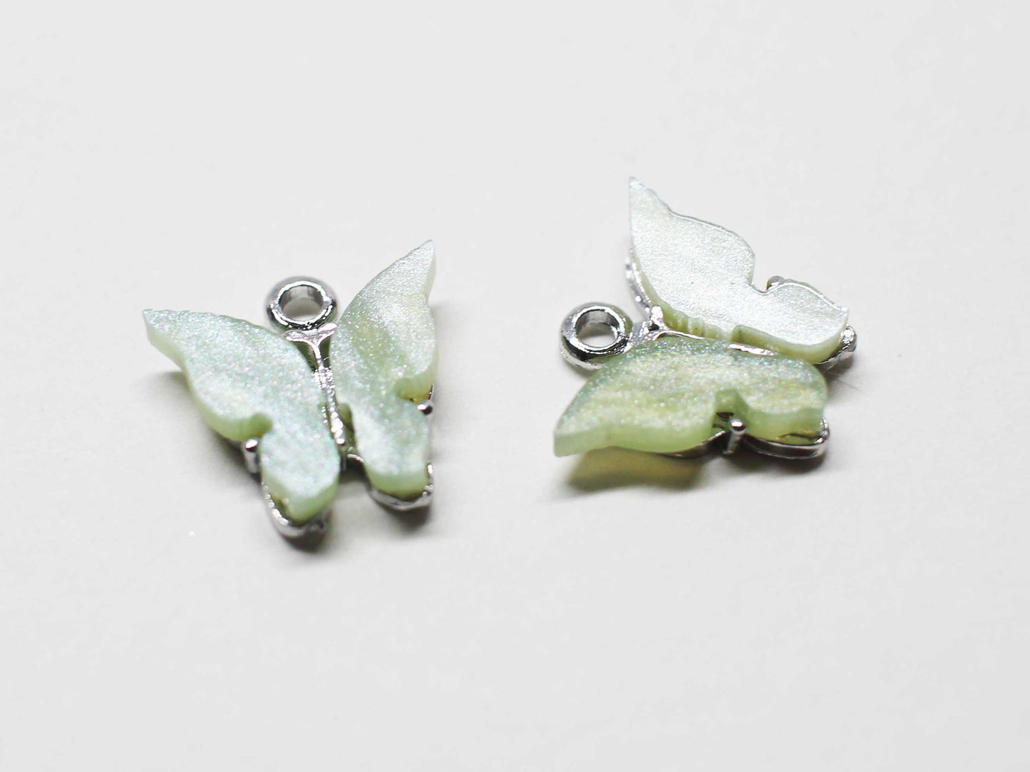 [P1058]2pcs/Acrylic Butterfly Charm/Brass/Rhodium/11x11mm