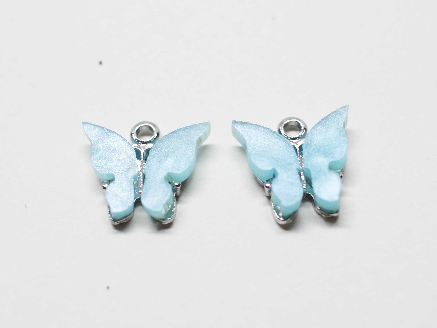 [P1058]2pcs/Acrylic Butterfly Charm/Brass/Rhodium/11x11mm