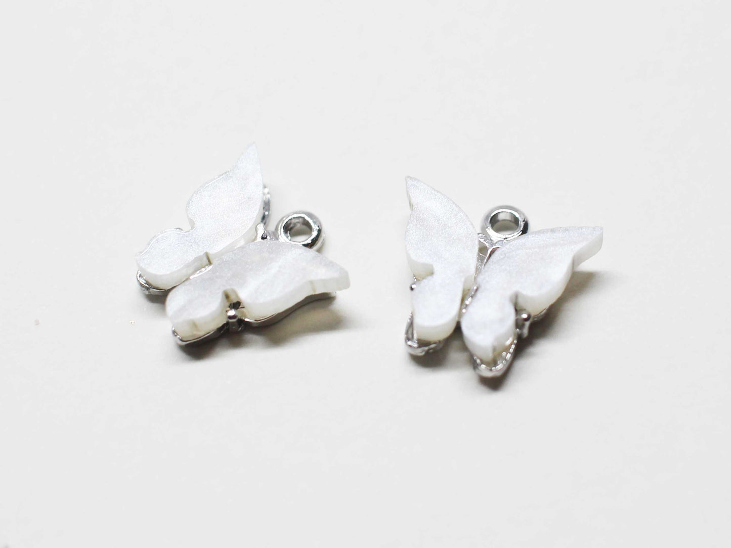 [P1058]2pcs/Acrylic Butterfly Charm/Brass/Rhodium/11x11mm