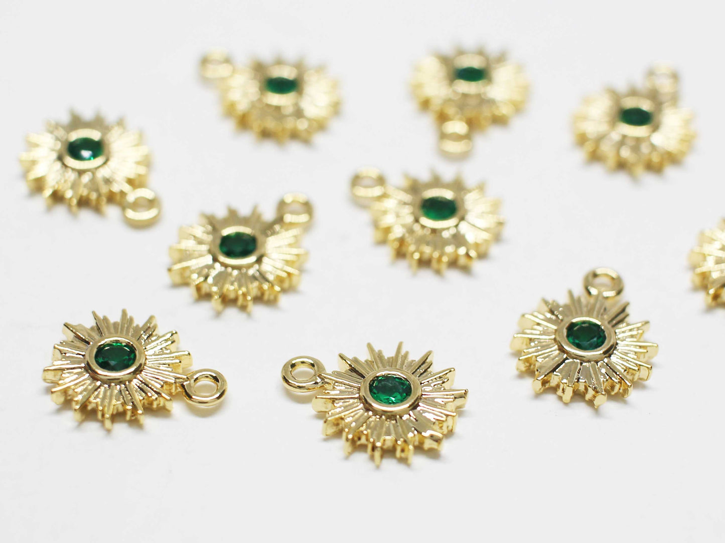 [P1027]2pcs/Cubic Sun charm/Brass /Gold/9mm