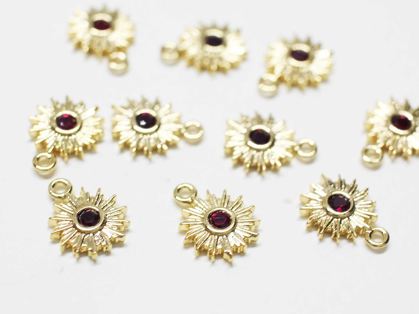 [P1027]2pcs/Cubic Sun charm/Brass /Gold/9mm