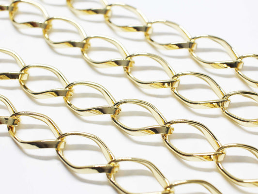 [N0055]/ 1m /Extra Large Oval Chain/Steel/Gold plated/25x16mm