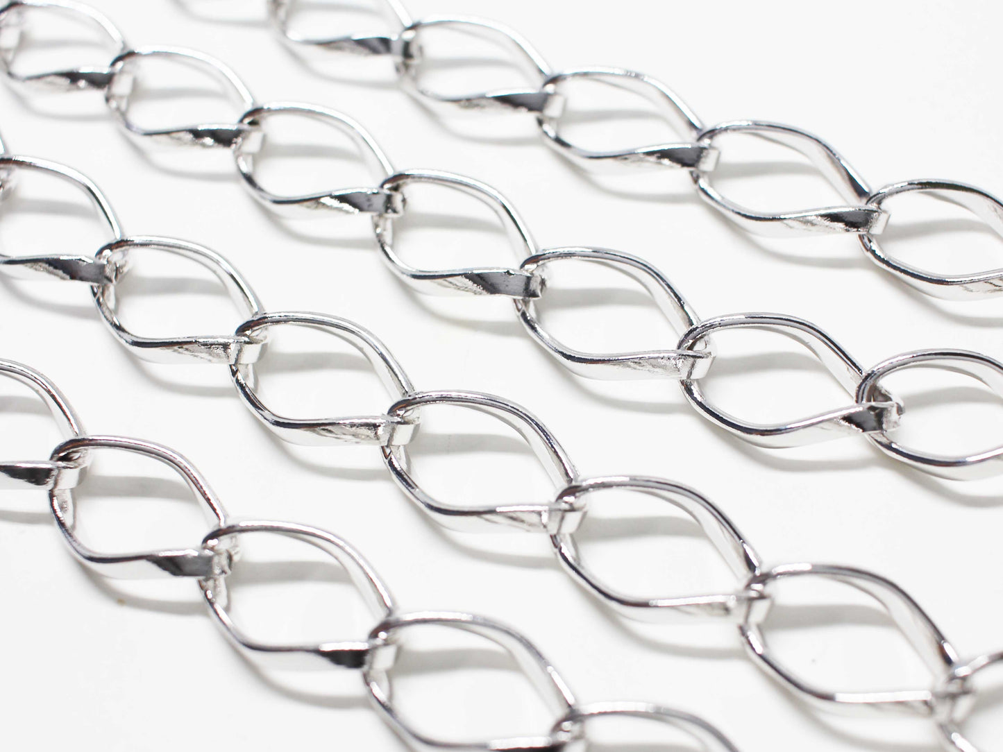 [N0055]/ 1m /Extra Large Oval Chain/Steel/Rhodium plated/25x16mm