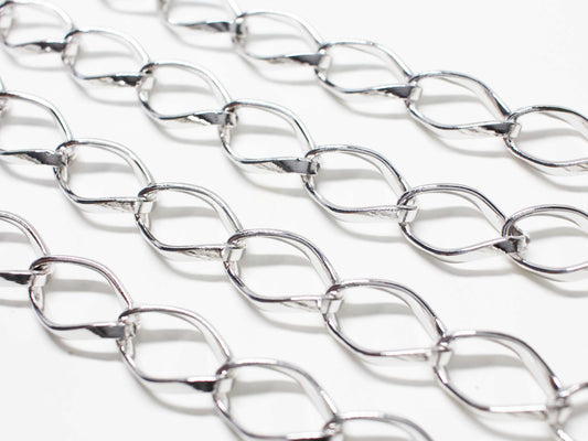 [N0055]/ 1m /Extra Large Oval Chain/Steel/Rhodium plated/25x16mm