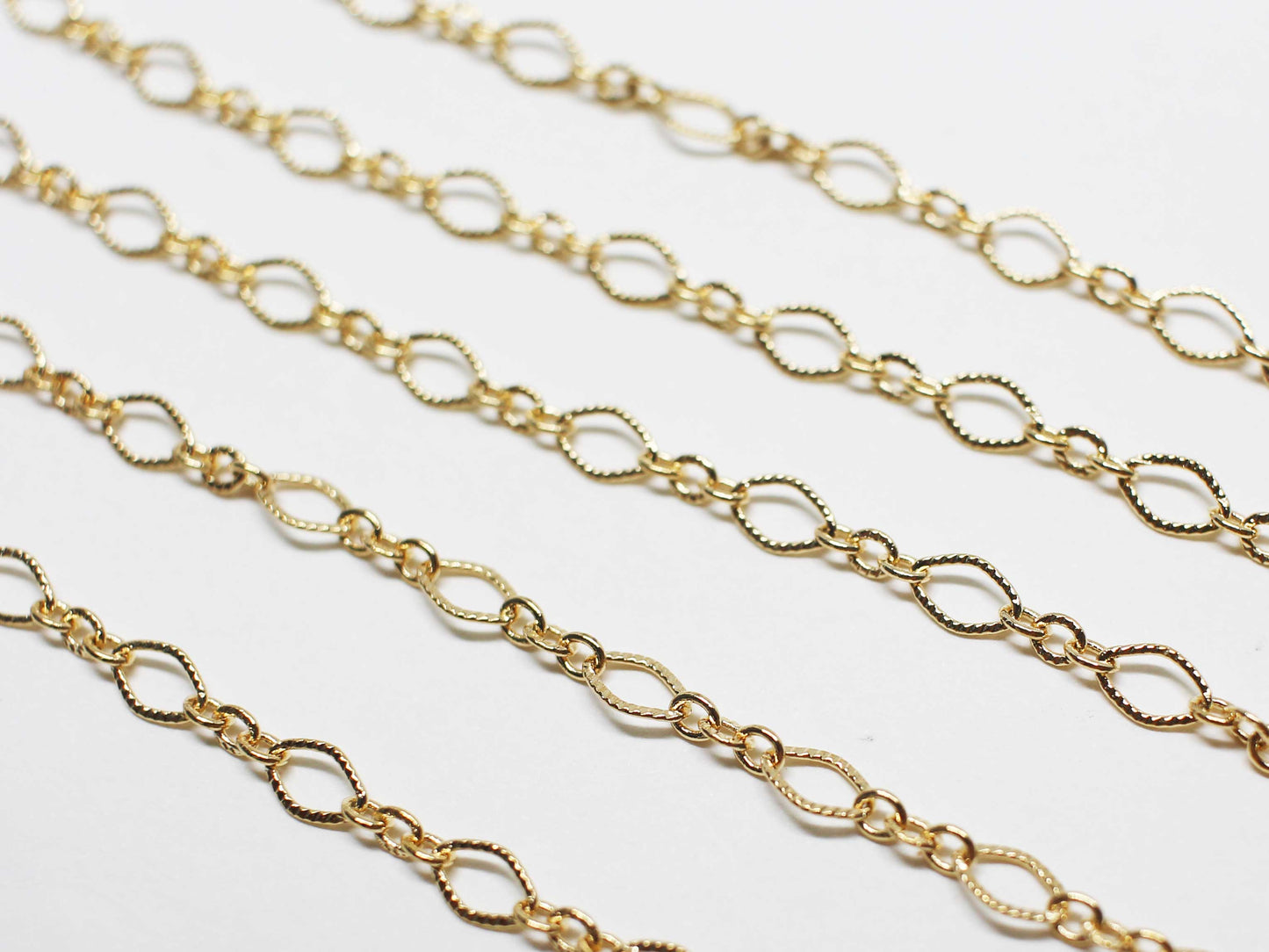 [N0056]/ 1m /Textured Chain /Brass/Gold plated/4x6mm