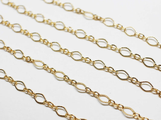 [N0056]/ 1m /Textured Chain /Brass/Gold plated/4x6mm