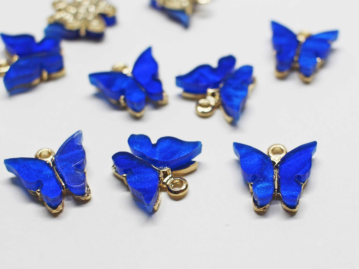 [P1058]2pcs/Acrylic Butterfly Charm/Brass/Gold/11x11mm