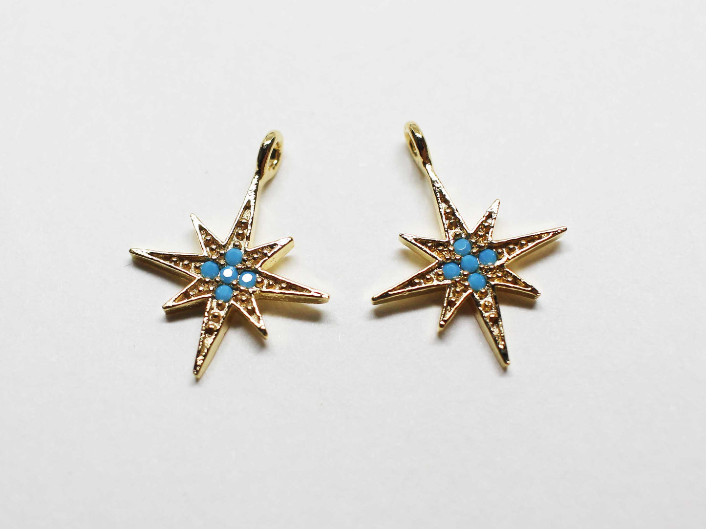 [P1080]2pcs/Turquoise star pendant/Brass/Gold/15x11.5mm