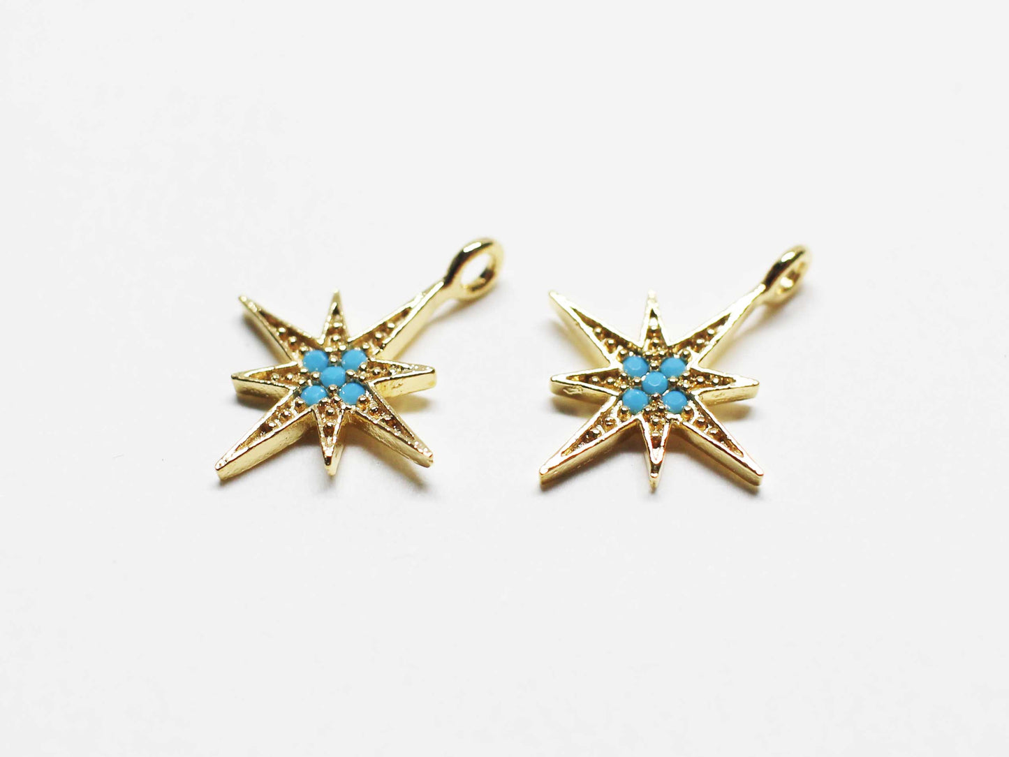 [P1080]2pcs/Turquoise star pendant/Brass/Gold/15x11.5mm