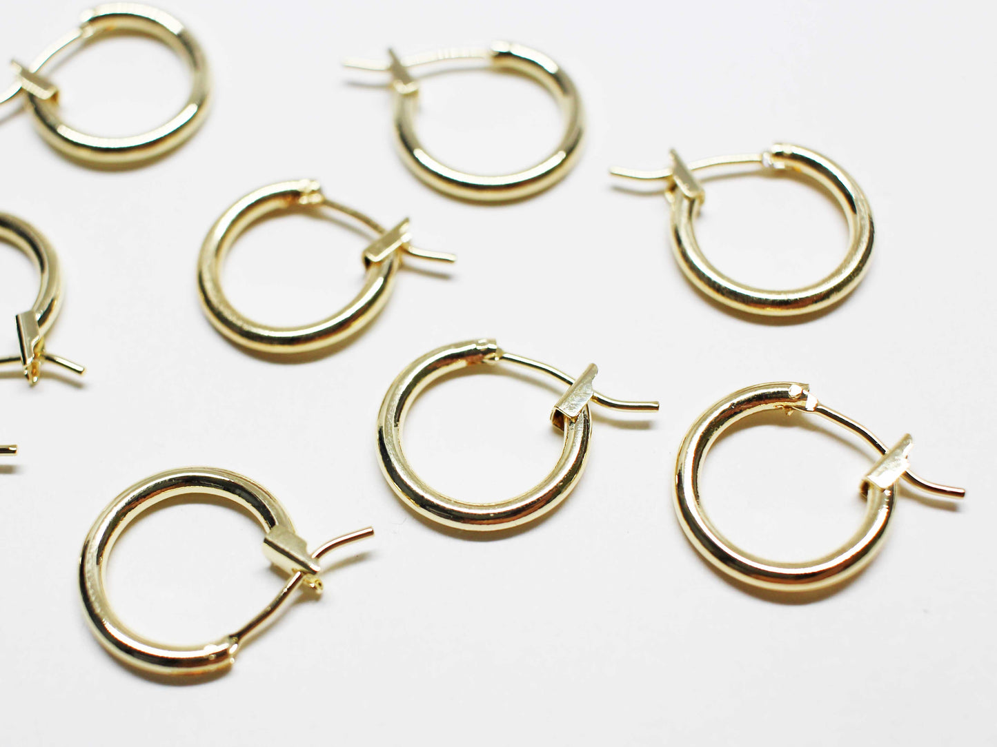 [E0399]/1 pair/Mini Ring Ear Hooks/ Brass/Gold plated/14.5mm