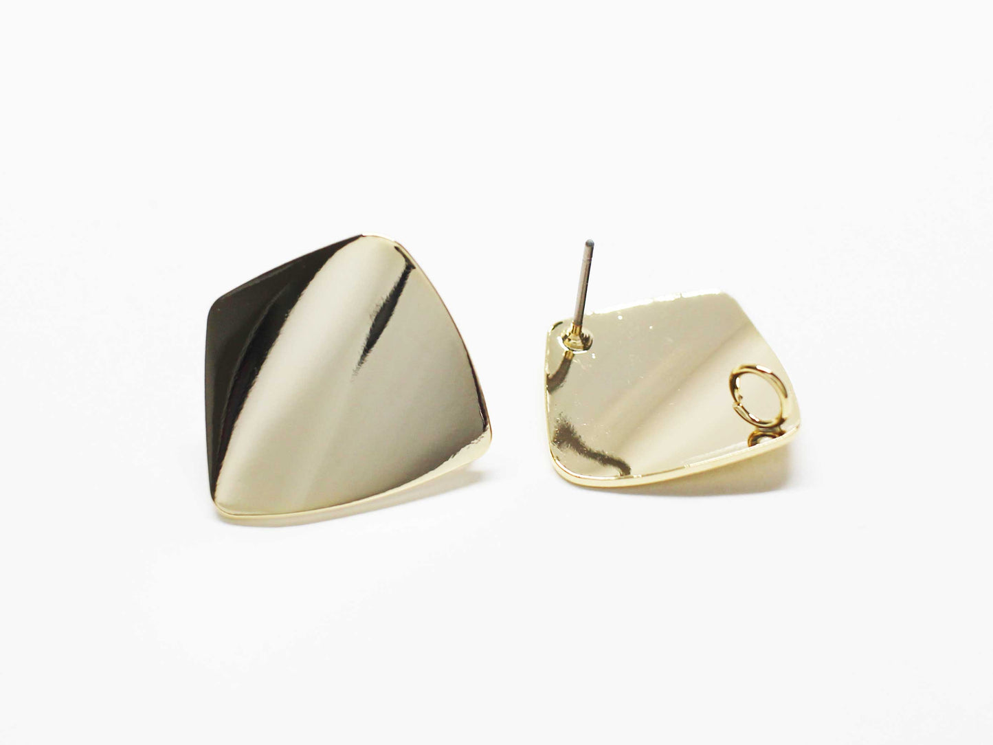 [E0398]/1 pair/Chubby rhombus earrings/ Brass/Gold plated/22.3x22.7mm