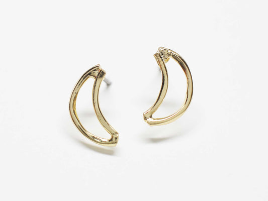 [E0401]/1 pair/Crescent Earrings/ Brass/Gold plated/13x7mm