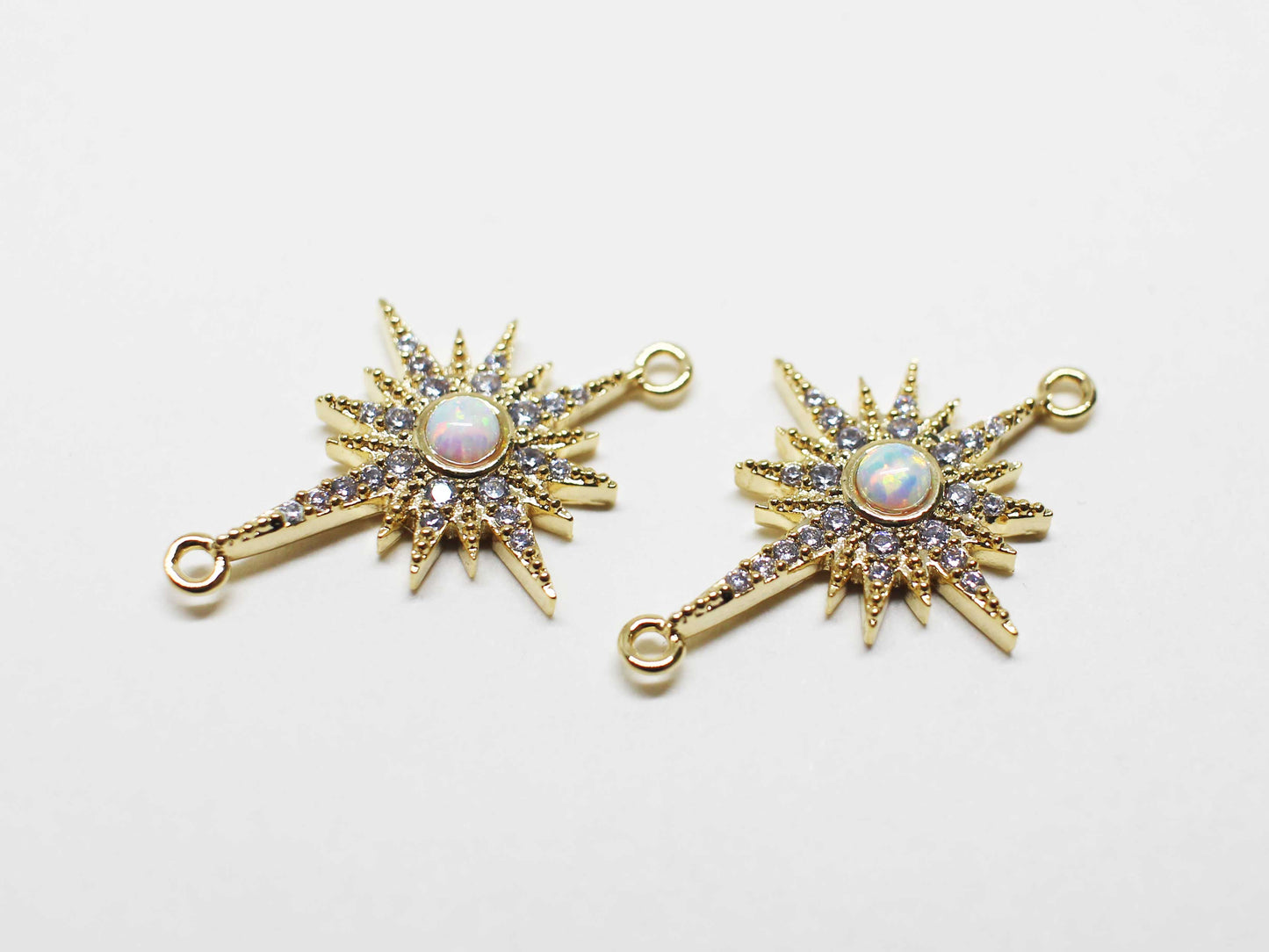 [P1069-1]1pcs/Large Opal Star Connector/Brass/Gold/21.5x16.5mm