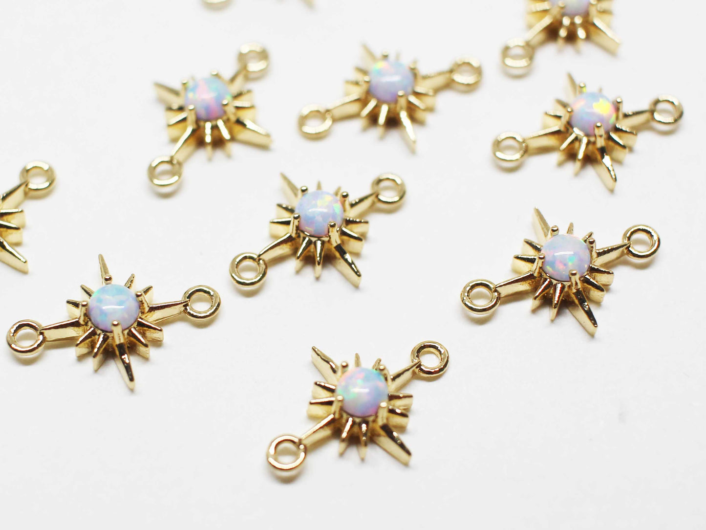 [P1071-1]2pcs/Star Opal Connector/Brass/Gold/11x11mm