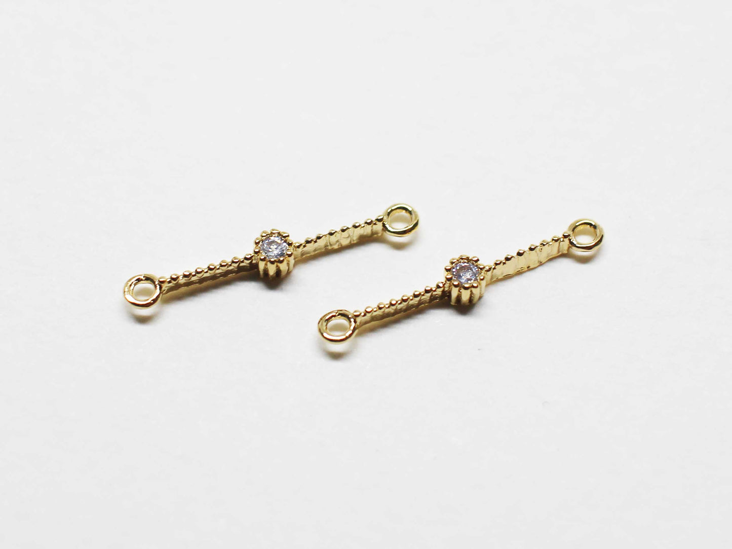 [P1086]/2pcs/Tiny Cubic Connector/Brass/Gold/16.5x2mm