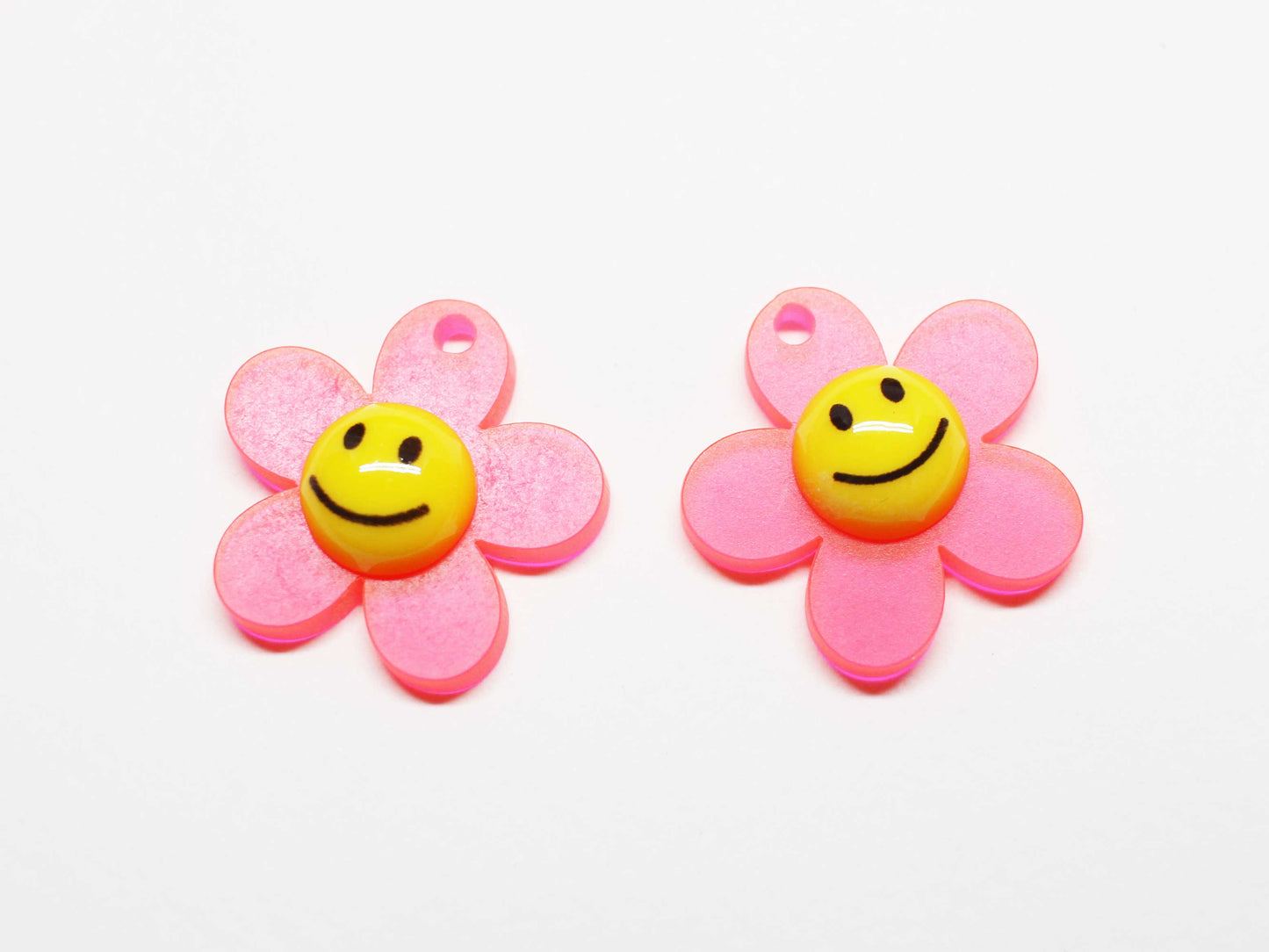 [P1091]/2pcs/Flower Smilely charm/acrylic/22mm