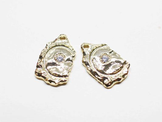 [P1096]/2pcs/Vintage pentagon Charm/Brass/Gold/17.5x11mm