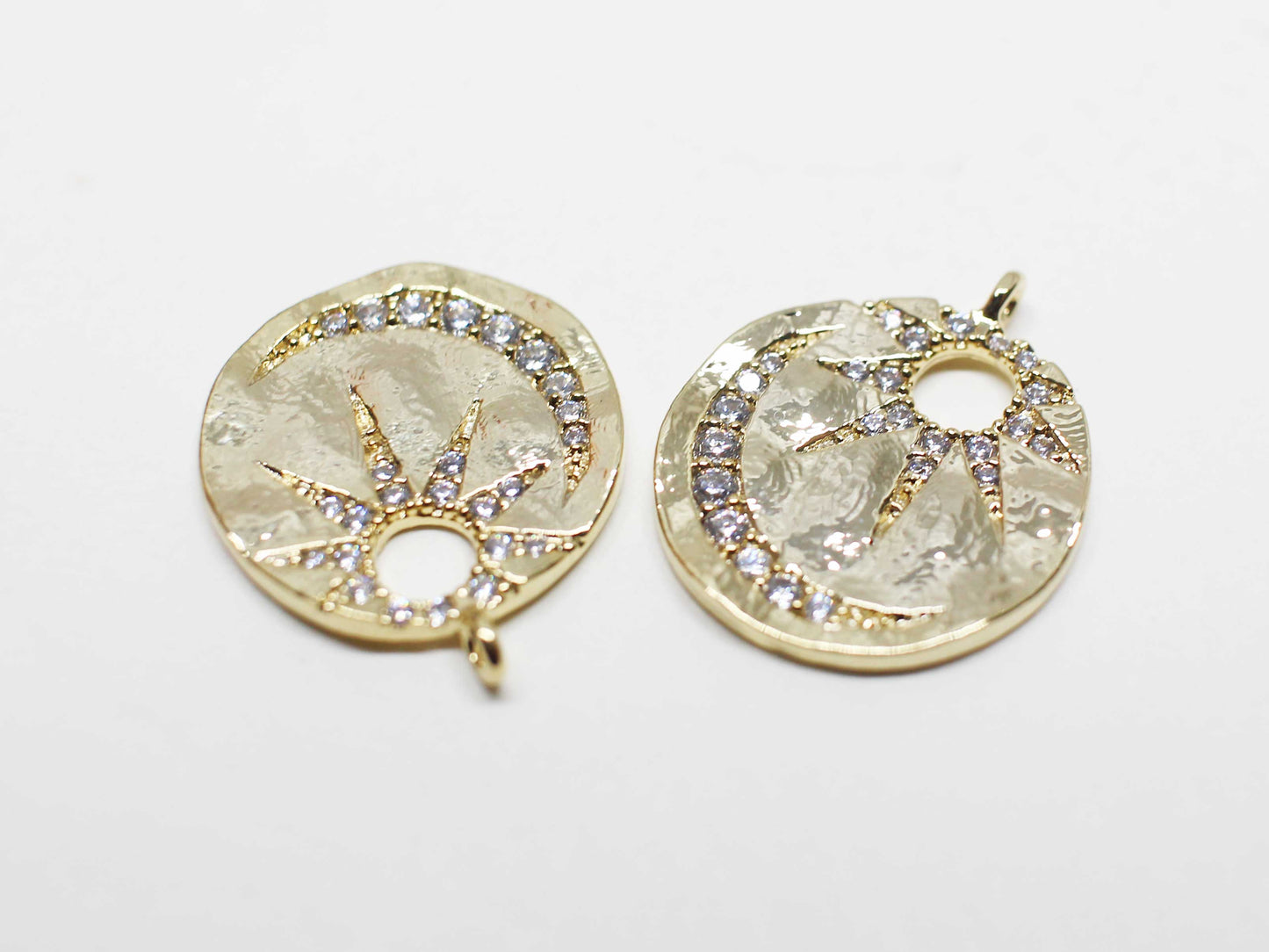 [P1097]/1pcs/Sun and Moon Charm/Brass/Gold/16.5mm