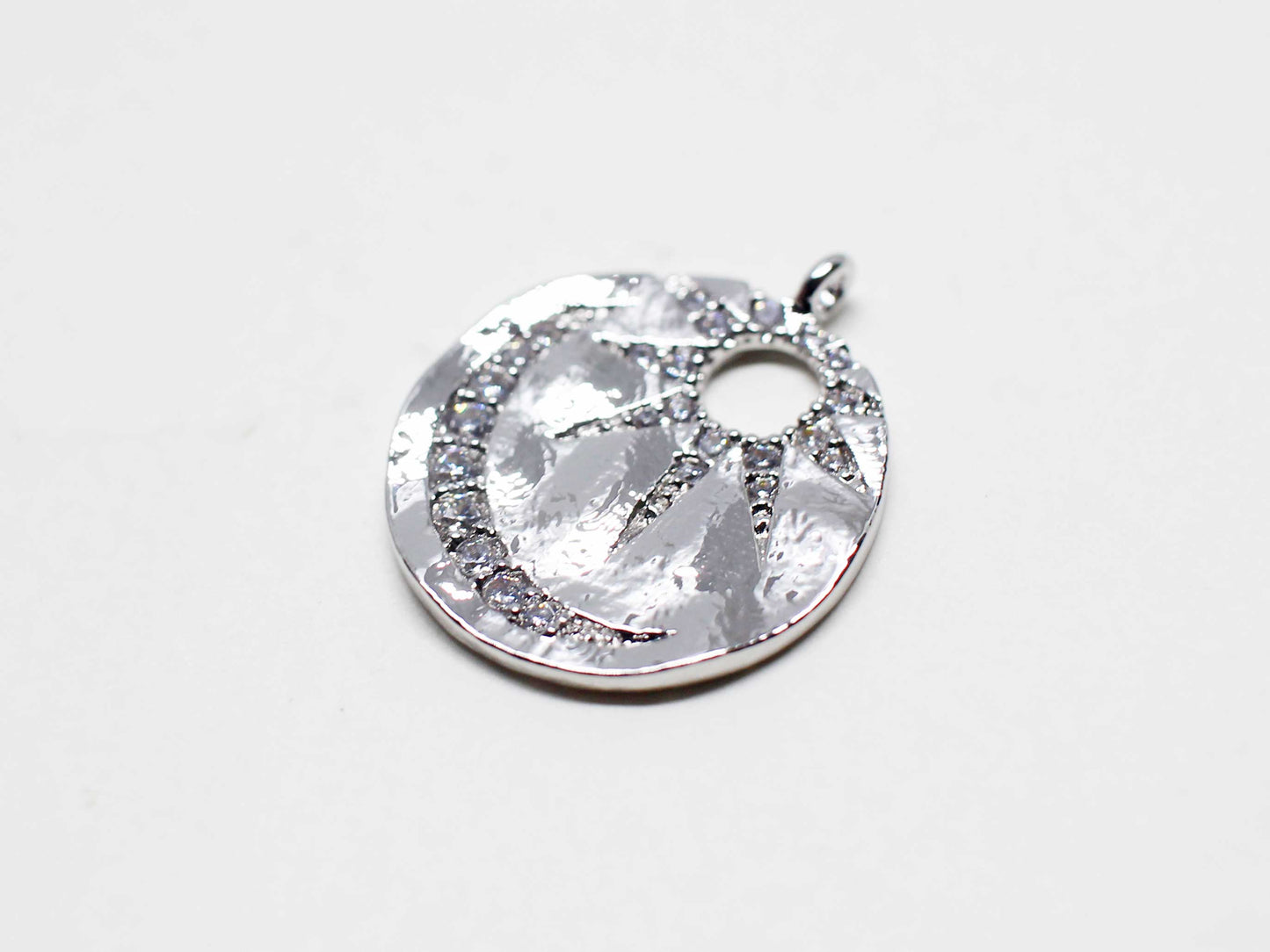 [P1097]/1pcs/Sun and Moon Charm/Brass/Rhodium/16.5mm