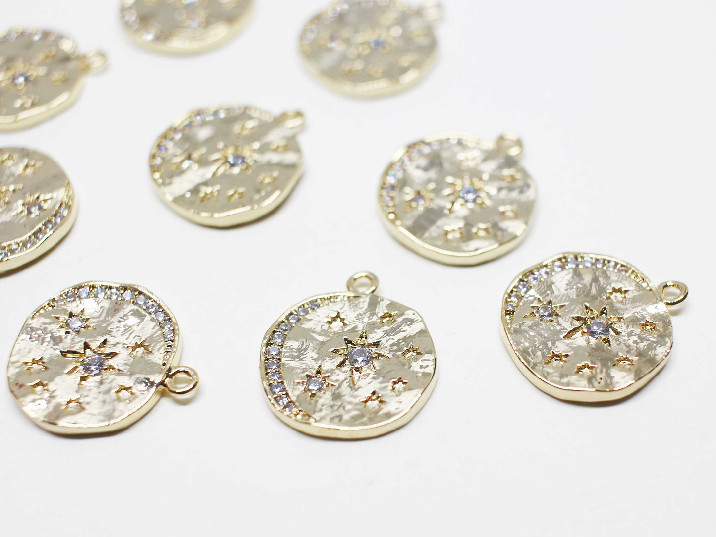 [P1098]/1pcs/Cubic Constellation Charm/Brass/Gold/15mm