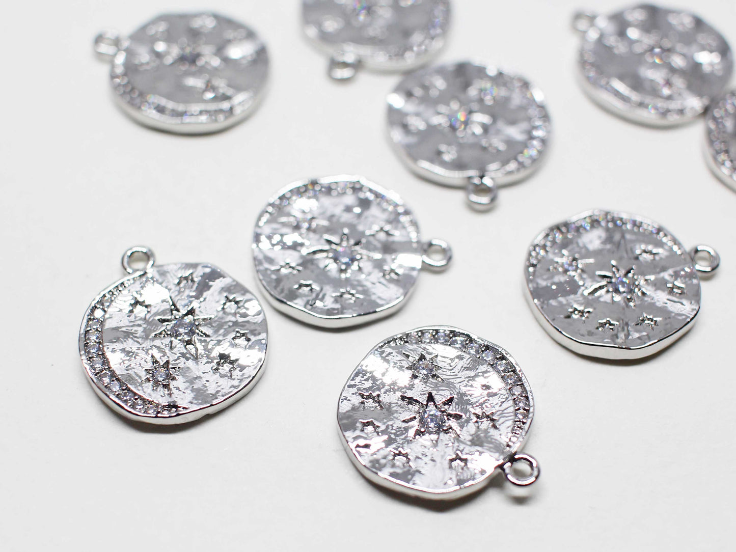 [P1098]/1pcs/Cubic Constellation Charm/Brass/Rhodium/15mm