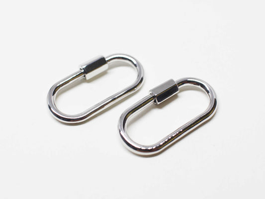 [P1099-3/1pcs/Oval Carabiner Charm/Brass/Rhodium/25x14mm