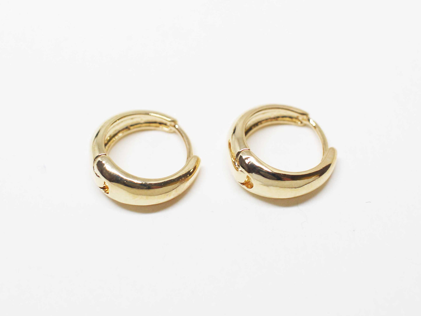 [E0403]/1 pair/Round OneTouch Earring/ Brass/Gold plated/13x13mm