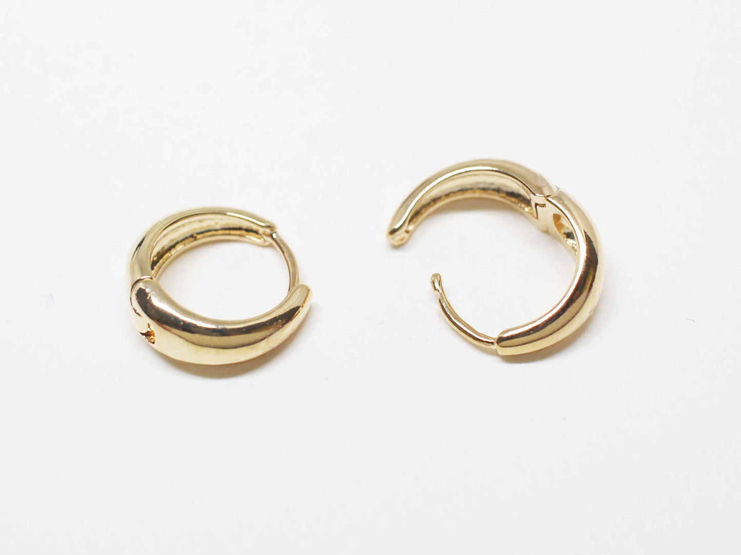 [E0403]/1 pair/Round OneTouch Earring/ Brass/Gold plated/13x13mm