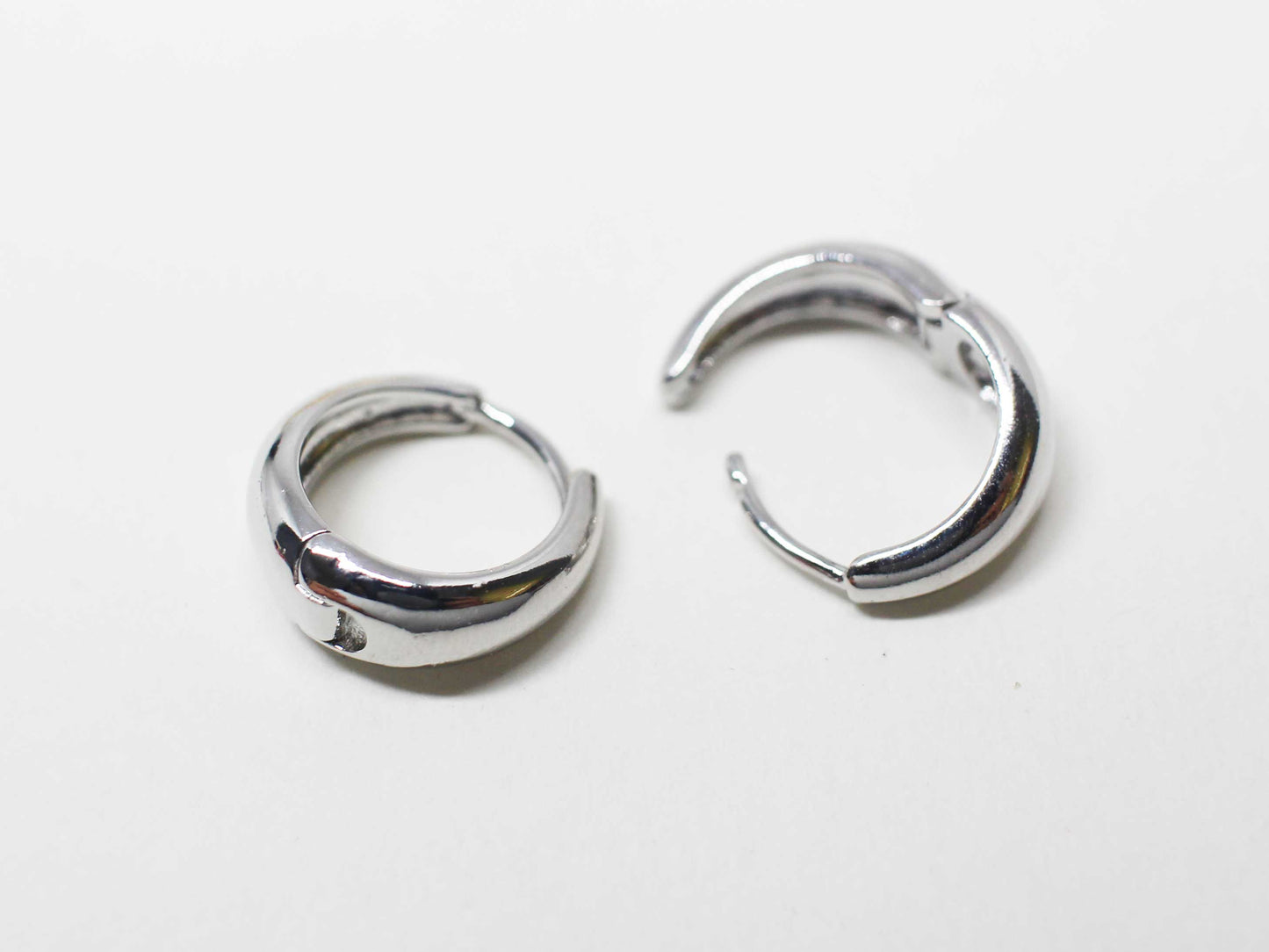 [E0403]/1 pair/Round OneTouch Earring/ Brass/Rhodium plated/13x13mm