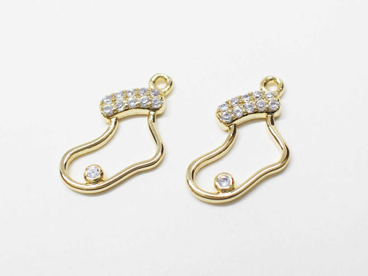 [P1103]/2pcs/Cubic socks Charm/Brass/Gold/10x10mm