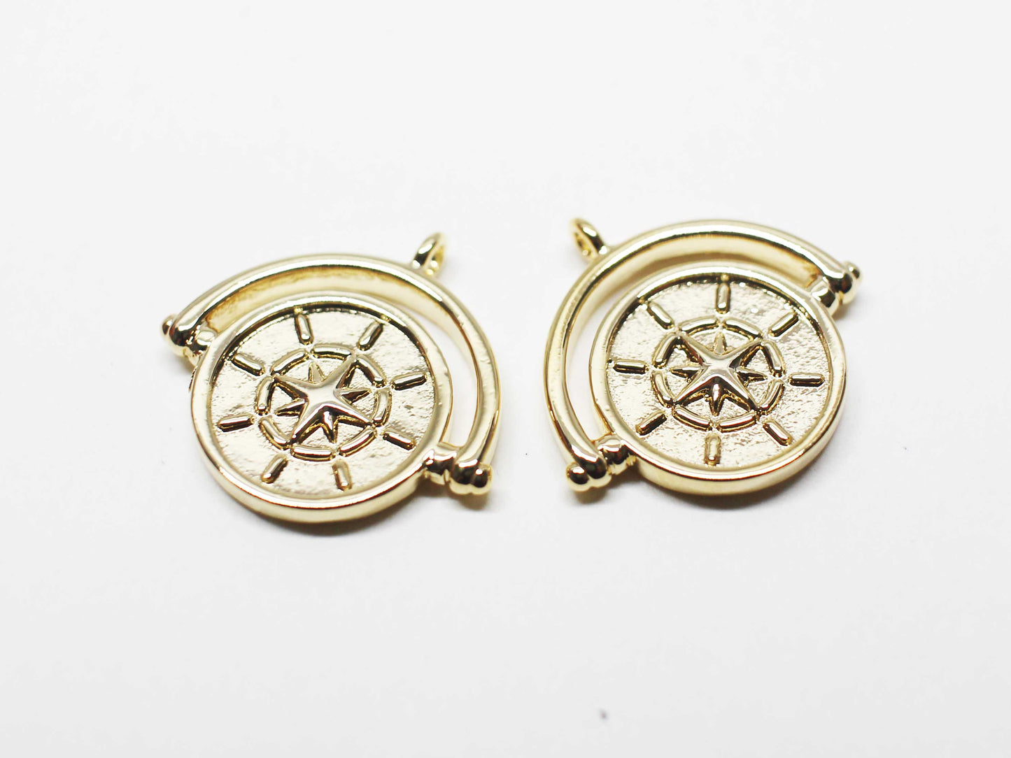 [P1106-1]/2pcs/Circle Compass charm/Brass/Gold/16.5x17mm