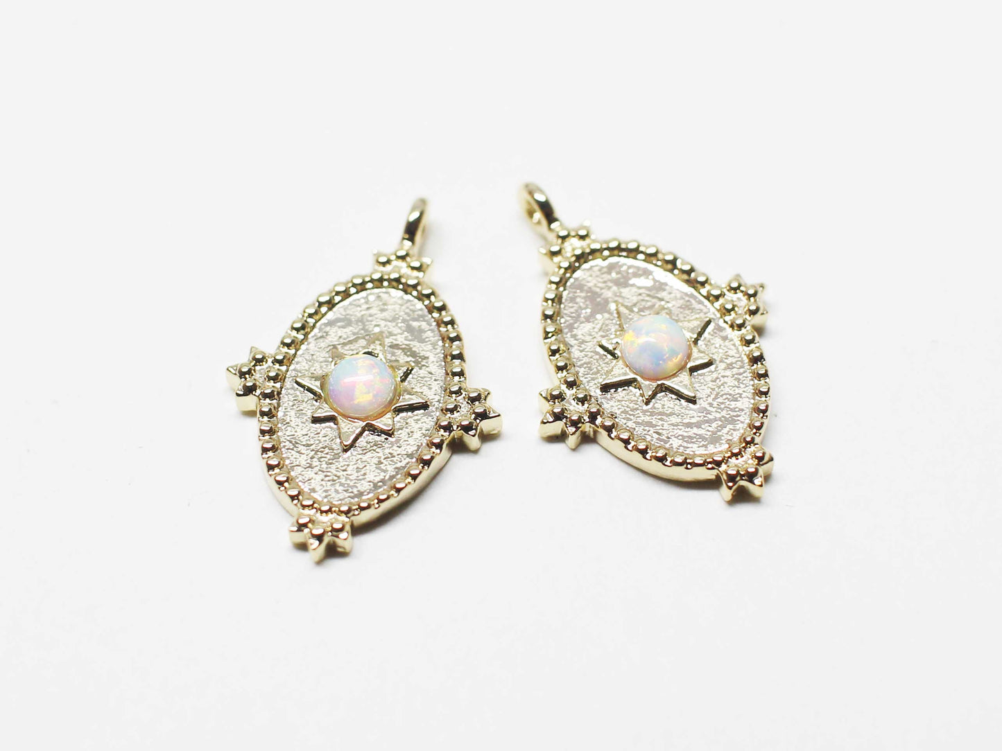 [P1107]/2pcs/Vintage Oval Opal charm/Brass/Gold/20x14mm