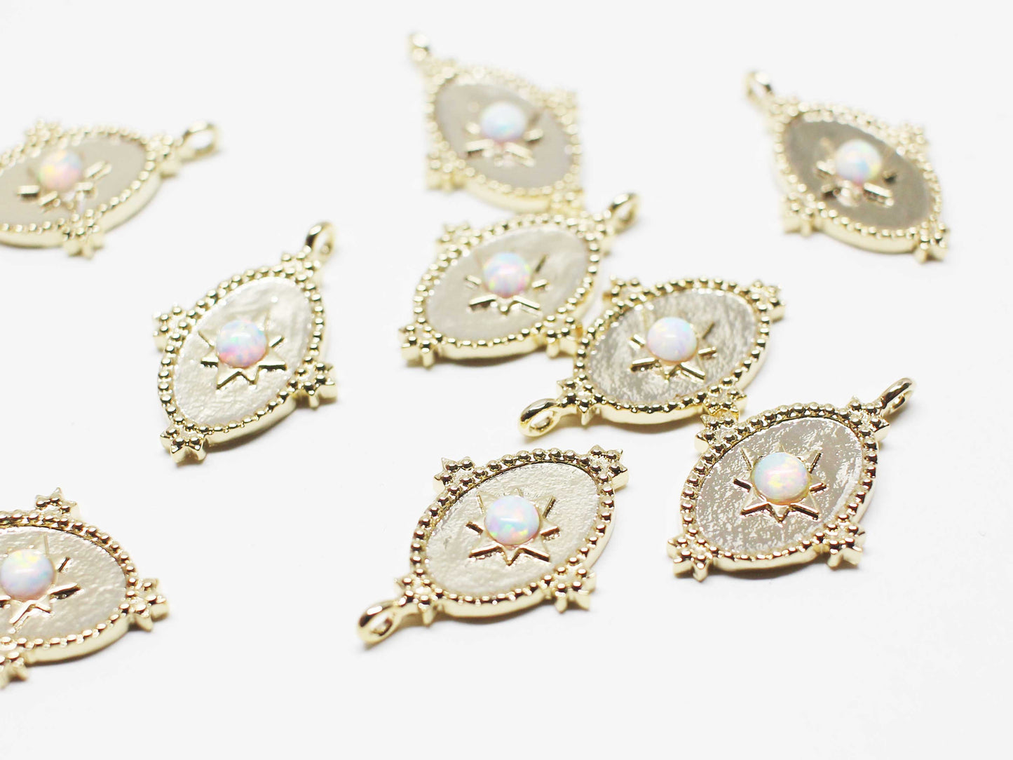 [P1107]/2pcs/Vintage Oval Opal charm/Brass/Gold/20x14mm