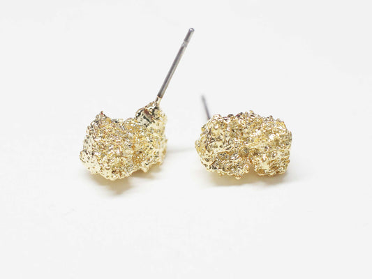 [E0405]/1 pair/Gold nugget earrings/ Brass/Gold plated/12x8mm