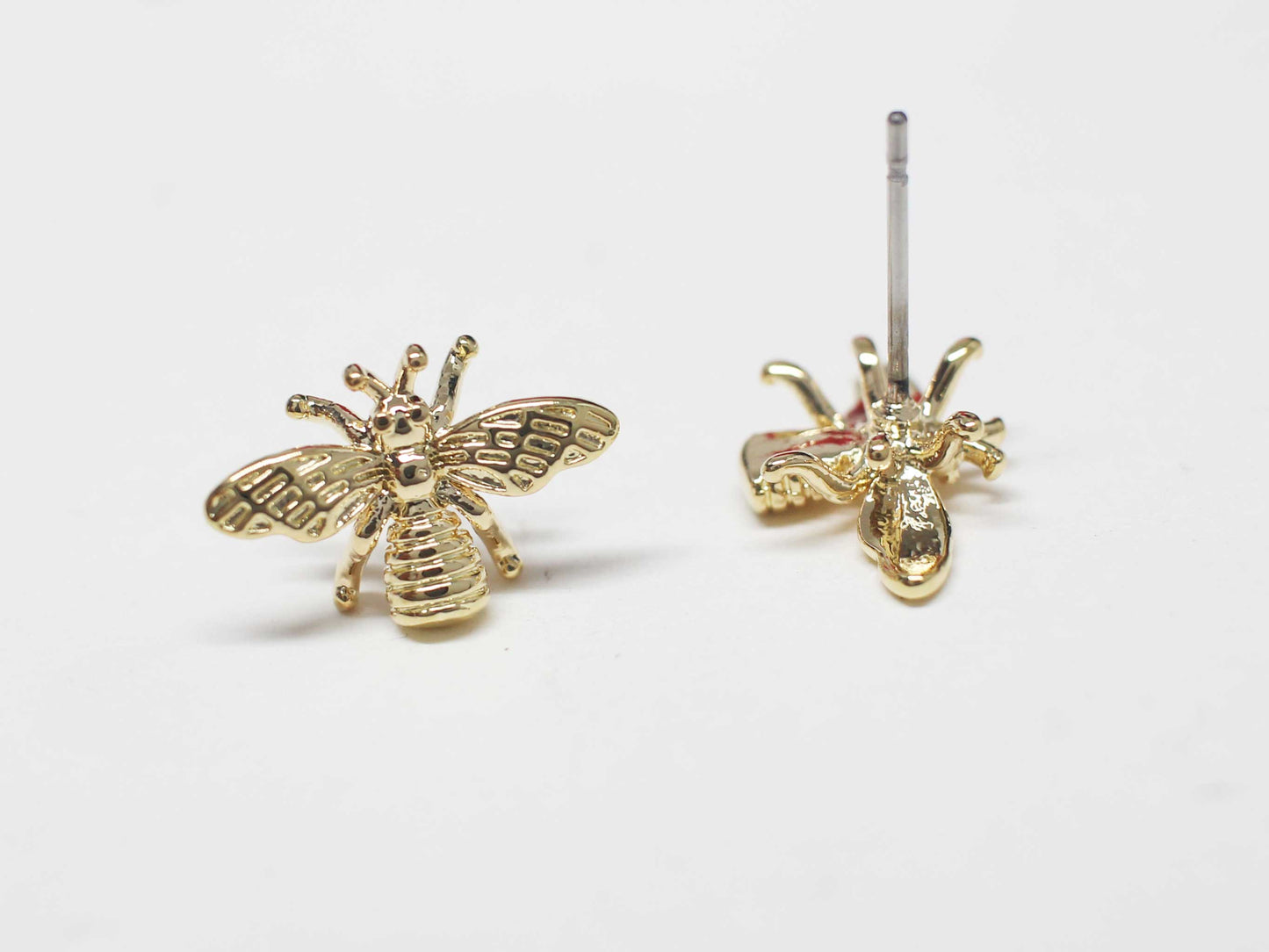 [E0407/1 pair/Bee earrings/ Brass/Gold plated/9x14mm