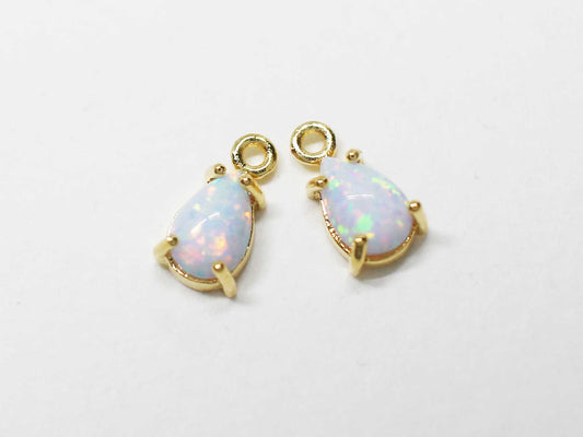 [P1024-1]2pcs/Teardrop Opal Pendant/Brass /Gold/8.5x4.5mm