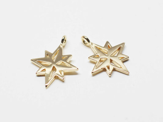 [P1117]/2pcs/Russian Star charm/Brass/Gold/15x12mm